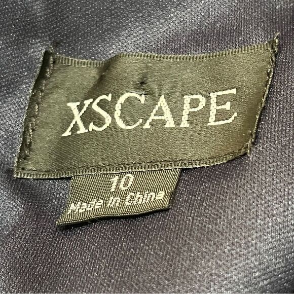 XSCAPE‎ Blue Sheer Cap Sleeve Floral Dress Gown 10 Tiered Ruffles Wedding Prom - Picture 15 of 16